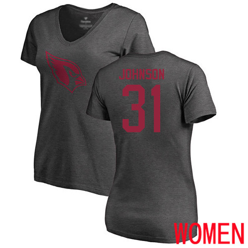 Arizona Cardinals Ash Women David Johnson One Color NFL Football #31 T Shirt->nfl t-shirts->Sports Accessory